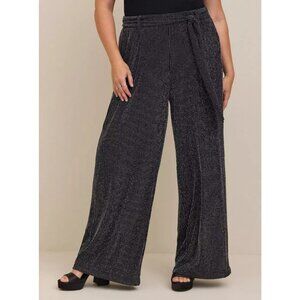 Torrid Pull-On Wide Leg Stretch Lurex High-Rise Pant in Glitter Stripe sz Large